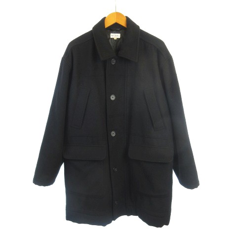ポールスミス Paul Smith ウール ステンカラーコート 中綿 総裏 5b ビッグシルエット カフスストラップ 秋冬 ブラック 黒 M Ai0210 メンズ 145 ベクトルパーク