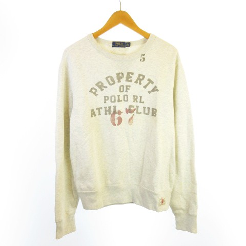 ポロ ラルフローレン Polo Ralph Lauren 裏起毛 スウェット トレーナー 前後v プリント 長袖 秋冬 ライトグレー M メンズ 145 ベクトルパーク