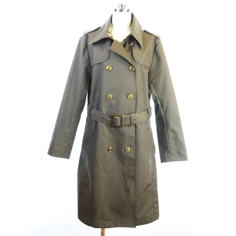 Mittenteミッテンテ 美品 トレンチコート ミリタリーコート アウター ダブル 裏レオパード カーキグレー 13 レディース 145 ベクトルパーク