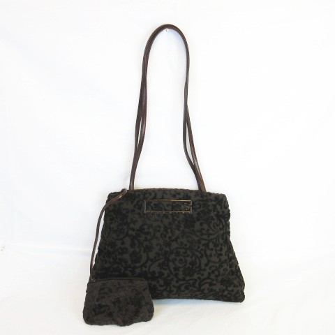 ジバンシィ GIVENCHY ショルダーバッグ ジャガード × レザー 総柄 ロゴマーク ポケット多数 斜め掛け 肩掛け 皮革 ブラウン 茶 ジバンシー GIVENCHY ショルダーバッグ - ナイロンジャガード×レザー