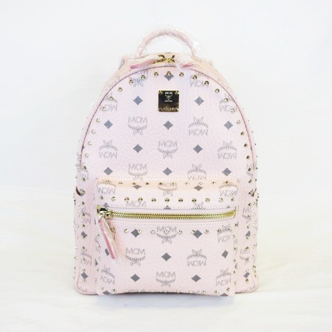 未使用品 エムシーエム Mcm スターク スタッズ付 ヴィセトス バックパック リュック 32cm Mmk8ave61qh001 パウダーピンク レディース 145 ベクトルパーク