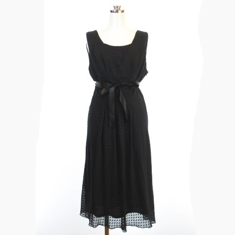 Come What May フォーマル ノースリーブ ワンピース カシュクール ドット調 タック フレア 膝丈 ブラック 黒 13ar レディース 145 ベクトルパーク