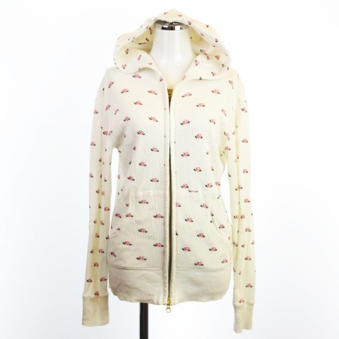 ビームスボーイ Beams Boy ダブルジップ ワッフルパーカー フーディ 花柄 コットン 長袖 ホワイト 白 レディース 145 ベクトルパーク