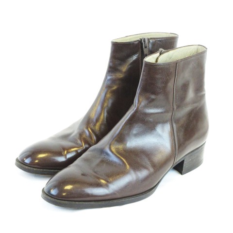 レザー ショートブーツ 本革 サイドジップ ブラウン 茶 7 メンズ 145 ベクトルパーク