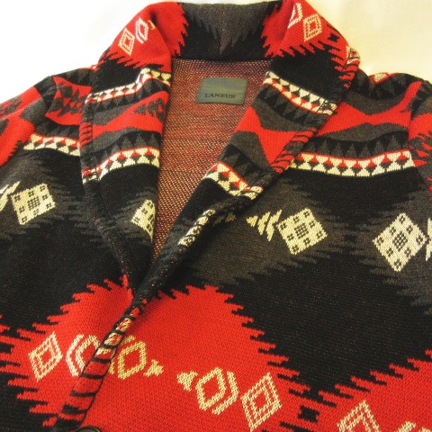 LANEUS ラネウス ショールカーディガン ニットジャケット 幾何学模様  