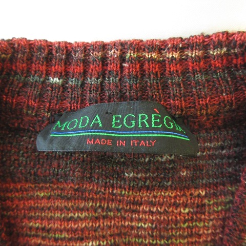MODA EGREGIA ニットベスト 総柄 Vネック ウール 秋冬 レッド系 赤 