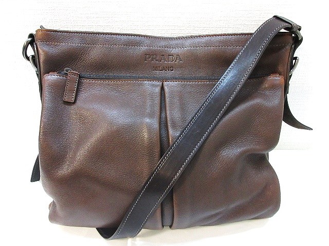 プラダ PRADA ショルダー バッグ 斜め掛け CERVO 鹿革 VA0821 ダーク 