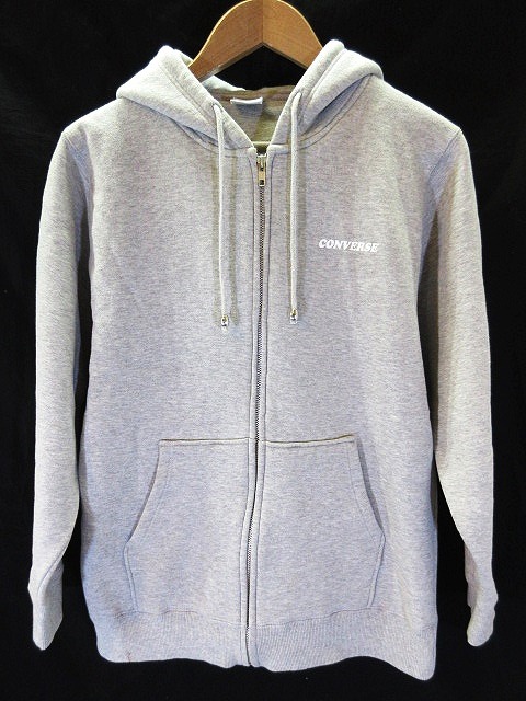 コンバース Converse 裏起毛 ジップアップ パーカー フーデッド アウター 長袖 ロゴ プリント コットン M グレー 灰色 メンズ 146 ベクトルパーク