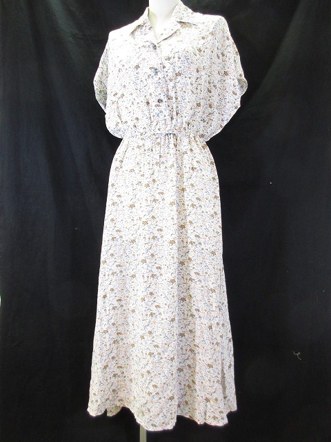 Jasmi Silk 総柄 ワンピース マキシ丈 シルク100 白 ホワイト レディース 146 ベクトルパーク