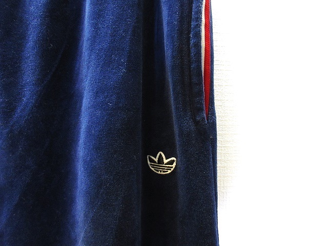 アディダス adidas ベロア ジャージ パンツ ロング コットン L