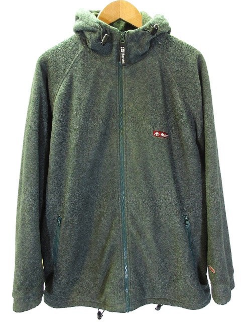 ヘインズ Hanes フリース ジャケット ジップアップ パーカー フーデッド アウター Ll モスグリーン 深緑 メンズ 146 ベクトルパーク
