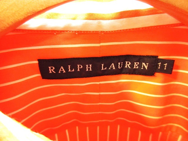 【新品】ポロ ラルフローレン コットン オレンジ ストライプシャツ 11号 POLO RALPH LAUREN - POLO RALPH LAUREN オレンジ ストライプ