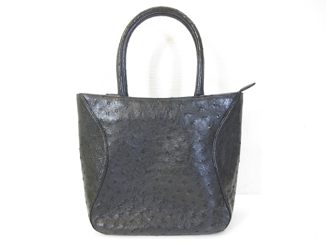 GENUINE OSTRICH オーストリッチ ハンドバッグ 黒 ブラック GENUINE OSTRICH オーストリッチ ハンドバッグ 黒 ブラック
