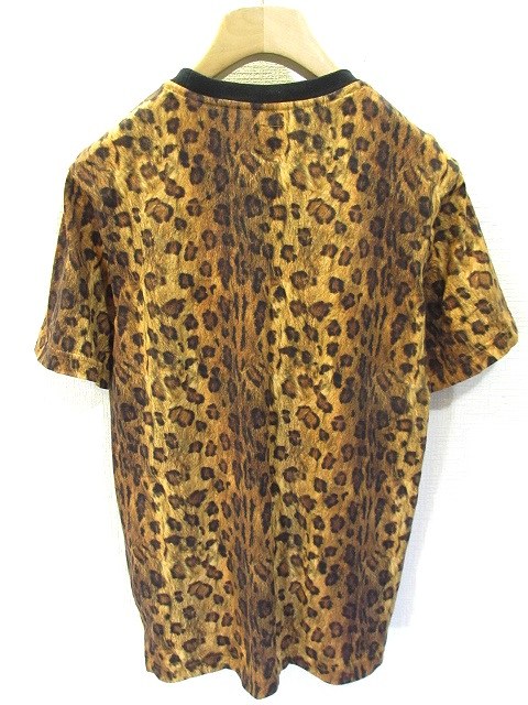 アディダスオリジナルス Adidas Originals Tシャツ カットソー 半袖 レオパード 柄 ヒョウ柄 アニマル ロゴ プリント クルーネック コットン 綿100 M ブラウン 茶 国内正規 メンズ 146 ベクトルパーク