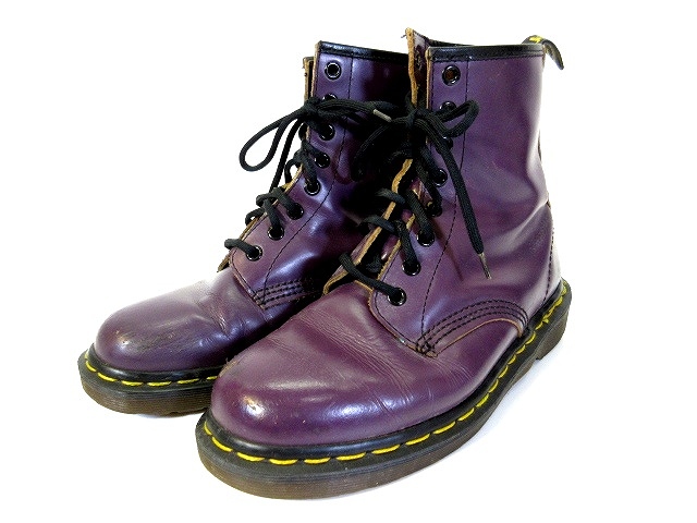 レア】Dr.Martens かわゆい イングランド製 パープル 8ホール スクエアトゥ