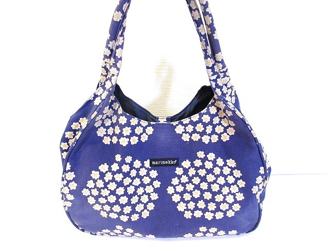マリメッコ コットン トートバッグ 紫花柄 マリメッコ marimekko キャンバス トート バッグ 花柄 紫