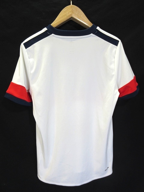 アディダス Adidas スポーツ ウェア Tシャツ シャツ 半袖 Climalite ロゴ プリント ジュニア 子供服 160 トリコロールカラー ホワイト ネイビー レッド 白 紺 赤 国内正規 146 ベクトルパーク