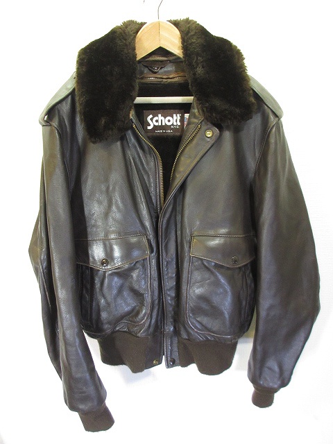 ショット SCHOTT レザー シングル フライト ジャケット ボア 茶色