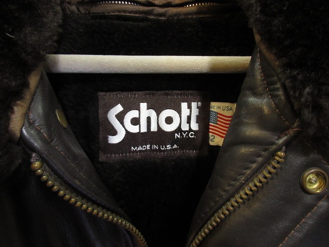 ショット SCHOTT レザー シングル フライト ジャケット ボア 茶色