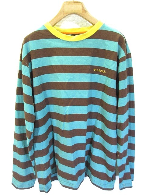 7023　コロンビア　メンズ　長袖ボーダーカットソー　茶色　Ｌ 7023 コロンビア メンズ 長袖ボーダーカットソー 茶色 L 7023
