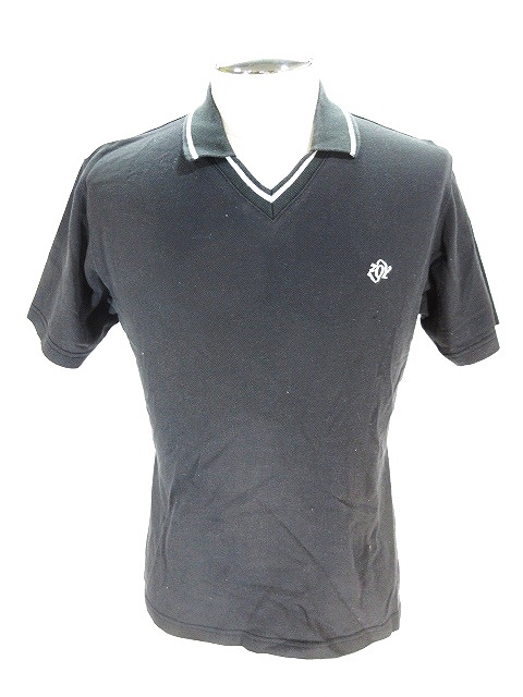 ゾーイ Zoy ポロシャツ 半袖 Vネック ワンポイント ゴルフ ウェア 黒 ブラック メンズ 146 ベクトルパーク