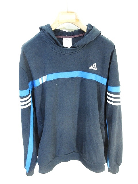 アディダス Adidas パーカー プルオーバー スリーストライプス ワンポイント 黒 ブラック Us古着 メンズ 146 ベクトルパーク