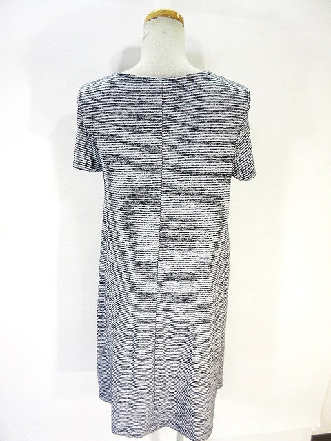 ギャップ Gap ニット ワンピース 半袖 膝丈 ボーダー 霜降り 黒 白 ブラック ホワイト S レディース 146 ベクトルパーク