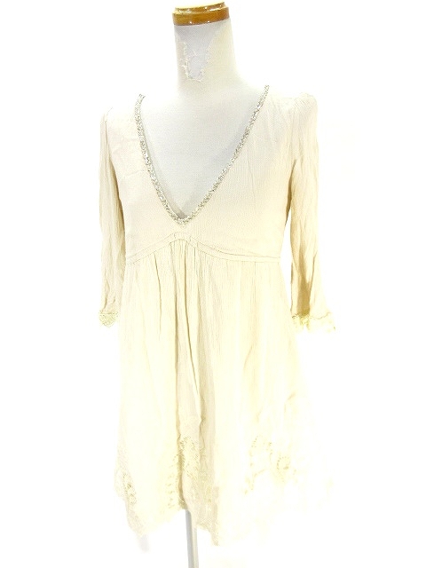 マーキュリーデュオ Mercuryduo ワンピース 7分袖 膝丈 ミドル レース ベージュ F レディース 146 ベクトルパーク