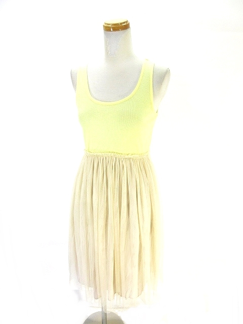 スーパーハッカ Super Hakka ワンピース 膝丈 タンクトップ ノースリーブ ギャザー スカート 切替 イエロー ベージュ レディース 146 ベクトルパーク