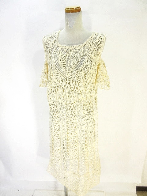 未使用品 シーバイクロエ See By Chloe ニット ワンピース 半袖 ロング かぎ編み 白 ホワイト L 国内正規 Z レディース 146 ベクトルパーク