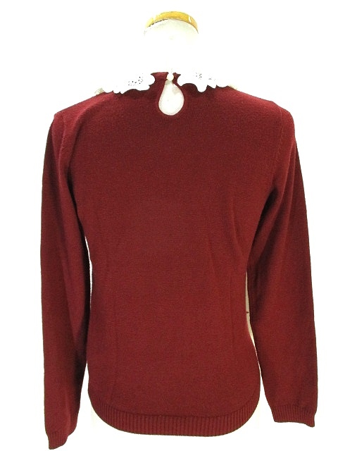 アースミュージック エコロジー Earth Music Ecology ニット カットソー セーター 長袖 レース襟 S レッド 赤 メンズ レディース 146 ベクトルパーク