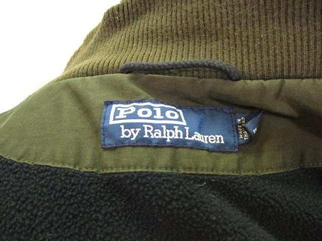 ポロ ラルフローレン カーキ ブルゾン ワンポイント刺繍ロゴ 裏