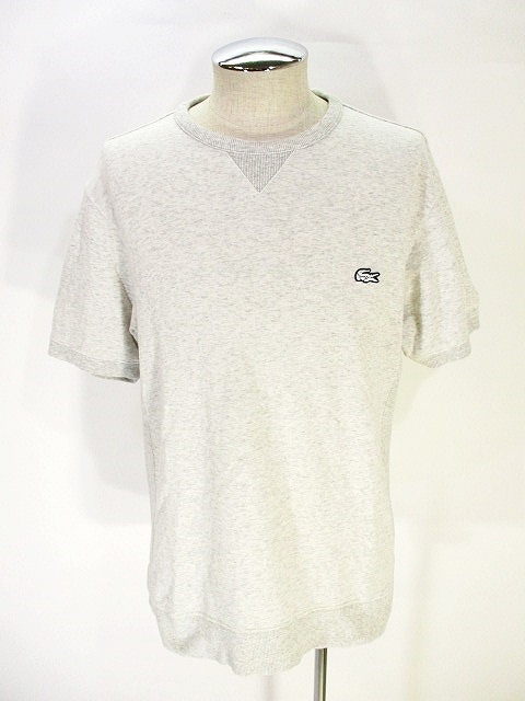 ラコステ Lacoste Exclusive Edition スウェット Tシャツ 半袖 霜降り 白ワンポイント ライトグレー 5 国内正規 メンズ 146 ベクトルパーク