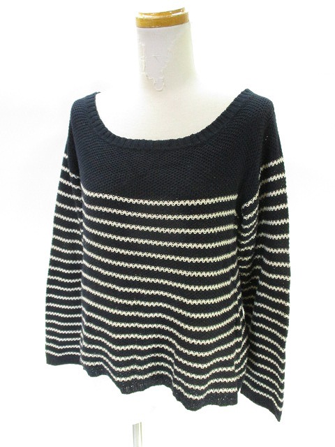 アヴァンリリィ Avan Lily ニット セーター 長袖 ボートネック ボーダー 紺 ネイビー F レディース 146 ベクトルパーク