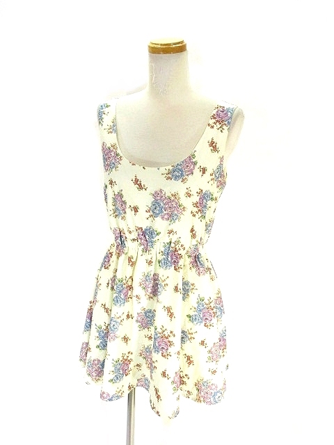 ナイスクラップ Nice Claup ノースリーブ ワンピース ミニ ショート 花柄 アイボリー レディース 146 ベクトルパーク