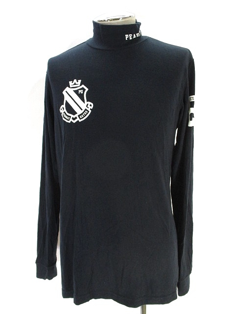 パーリーゲイツ Pearly Gates ゴルフ ウェア インナー アンダー シャツ カットソー 長袖 ハイネック ロゴ プリント 5 ネイビー 紺 国内正規 メンズ 146 ベクトルパーク