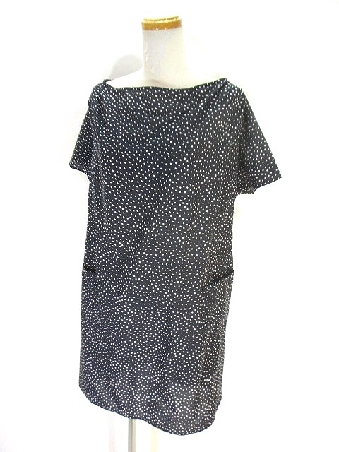 テチチ Te Chichi 美品 ワンピース 膝丈 半袖 ドット 柄 M ネイビー レディース 146 ベクトルパーク