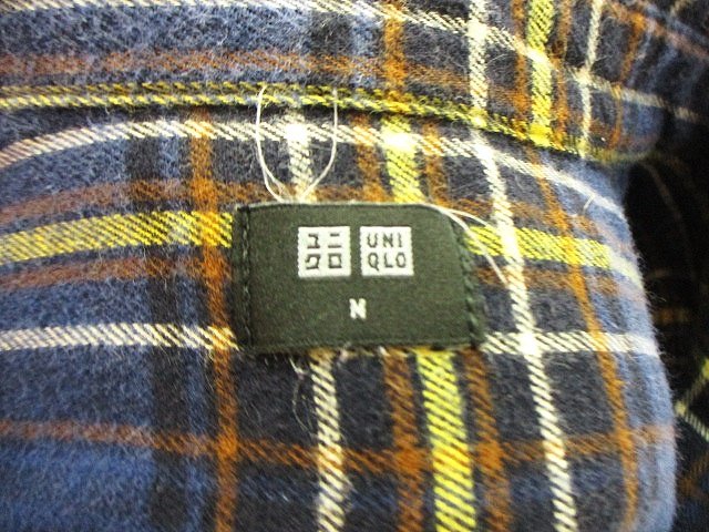 ユニクロ Uniqlo カジュアル シャツ 長袖 チェック スキッパーカラー 紺 ネイビー M レディース 146 ベクトルパーク