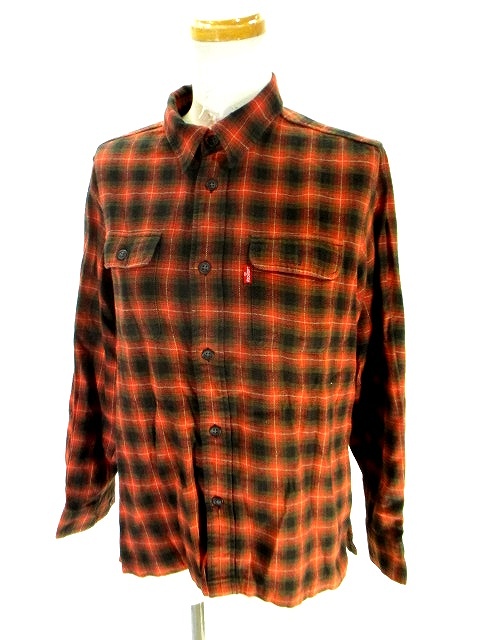 パーソンズ Person S ネルシャツ 長袖 チェック 柄 オレンジ系 F レディース 146 ベクトルパーク