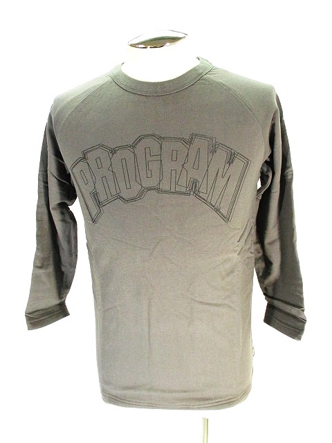 未使用品 プログラム Program Tシャツ カットソー 七分袖 プリント 厚手 チャコールグレー Xs メンズ 146 ベクトルパーク