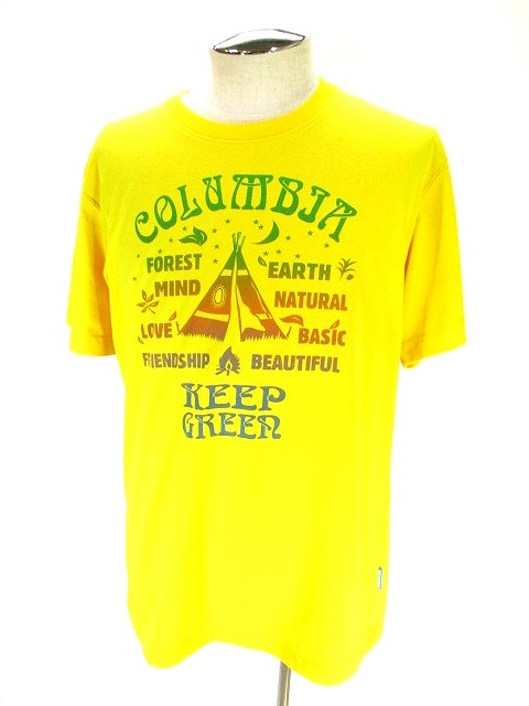 コロンビア Columbia Tシャツ カットソー 半袖 クルーネック プリント 黄色 イエロー L メンズ 146 ベクトルパーク