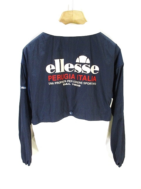エレッセ ellesse 美品 トラック ジャケット プリント バイカラー 紺 
