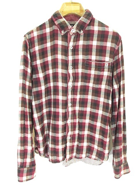 ビームスハート Beams Heart ボタンダウン シャツ 長袖 チェック 柄 コットン 綿100 M マルチカラー レッド 赤 メンズ 146 ベクトルパーク