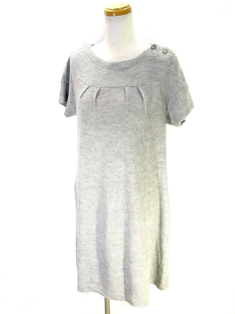イクコ Ikuko 美品 ワンピース 半袖 膝丈 ミドル 無地 グレー レディース 146 ベクトルパーク