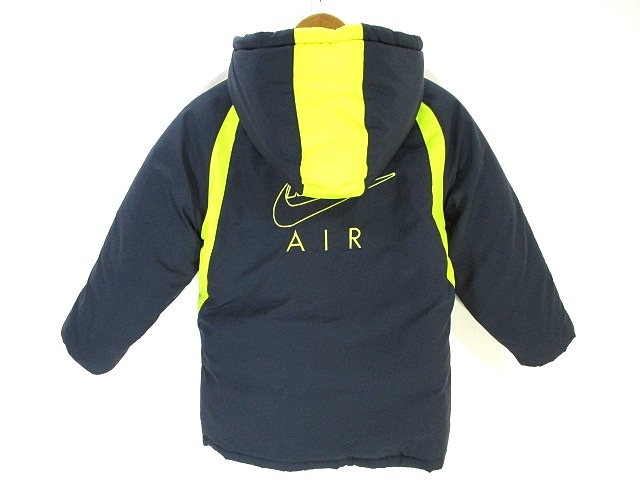 ナイキ Nike 中綿 ジャケット フーデッド コート ジャンパー ロゴ 刺繍 キッズ 子供服 1 ネイビー イエロー 紺 黄 国内正規 キッズ 146 ベクトルパーク