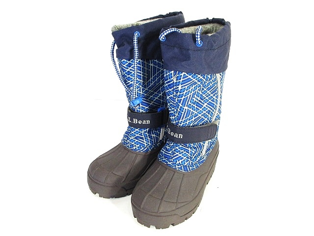 エルエルビーン L L Bean スノー ロング ブーツ 総柄 青 濃茶 ブルー ダークブラウン 11 キッズ 146 ベクトルパーク