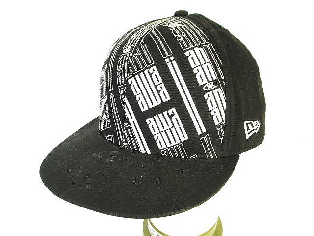 ニューエラ New Era キャップ 帽子 野球帽 刺繍 総柄 黒 ブラック 7 5 8 Qw メンズ 146 ベクトルパーク