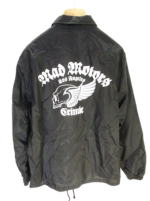 クライミー CRIMIE コーチ ジャケット 裏起毛 プリント 黒