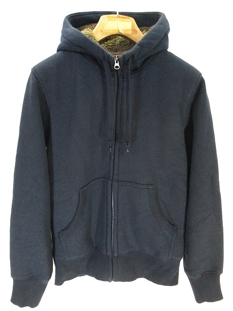 ユニクロ Uniqlo スウェット フルジップ パーカー 長袖 裏ボア ジップアップ フーディー 無地 S ネイビー 紺 メンズ 146 1623 ベクトルパーク