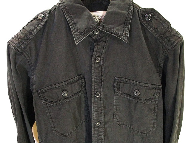 アヴィレックス Avirex ミリタリー シャツ 長袖 無地 黒 ブラック M Qw メンズ 146 ベクトルパーク